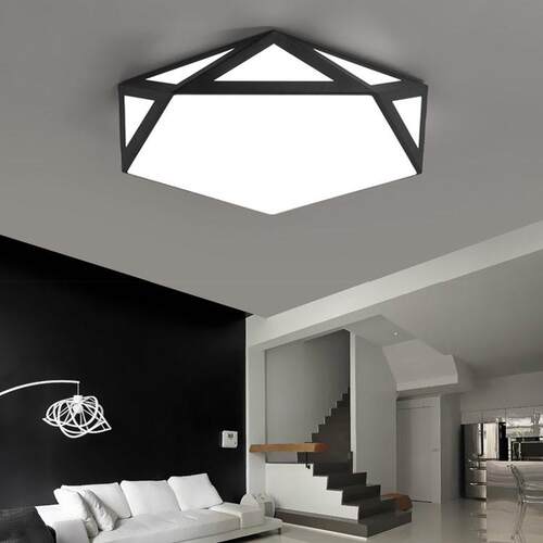 led创意几何吸顶灯现代简约北欧灯具卧室灯铁艺黑白大气客厅灯饰