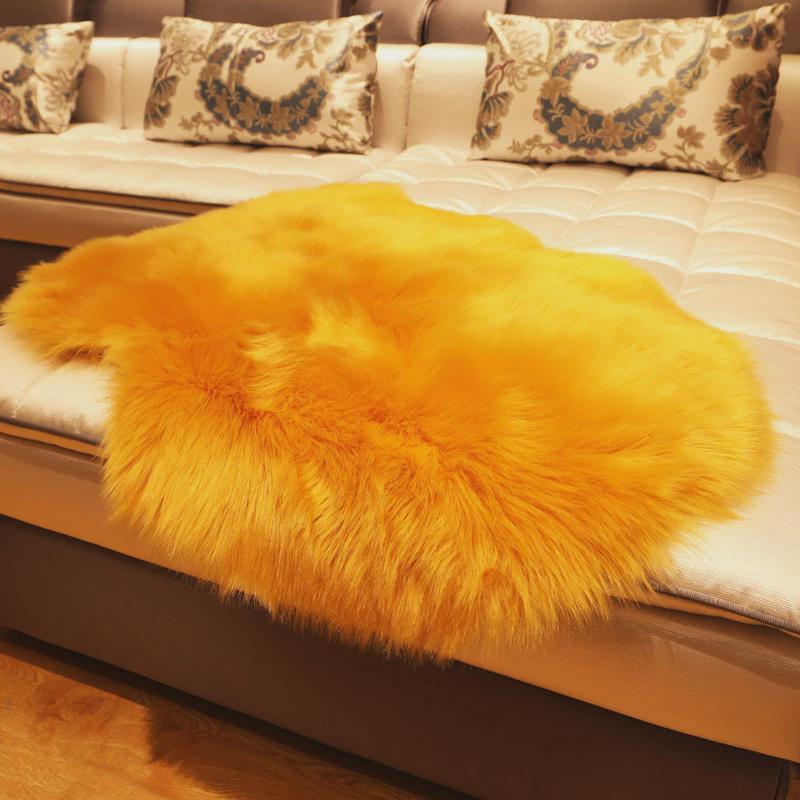 gz6m仿羊毛客厅地毯白色长毛绒卧室床边地垫茶几毯飘窗垫橱窗装饰