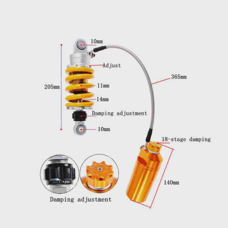 摩托车后减震器改装msx外挂气瓶真气囊LC阻尼可调205mm中置后避震