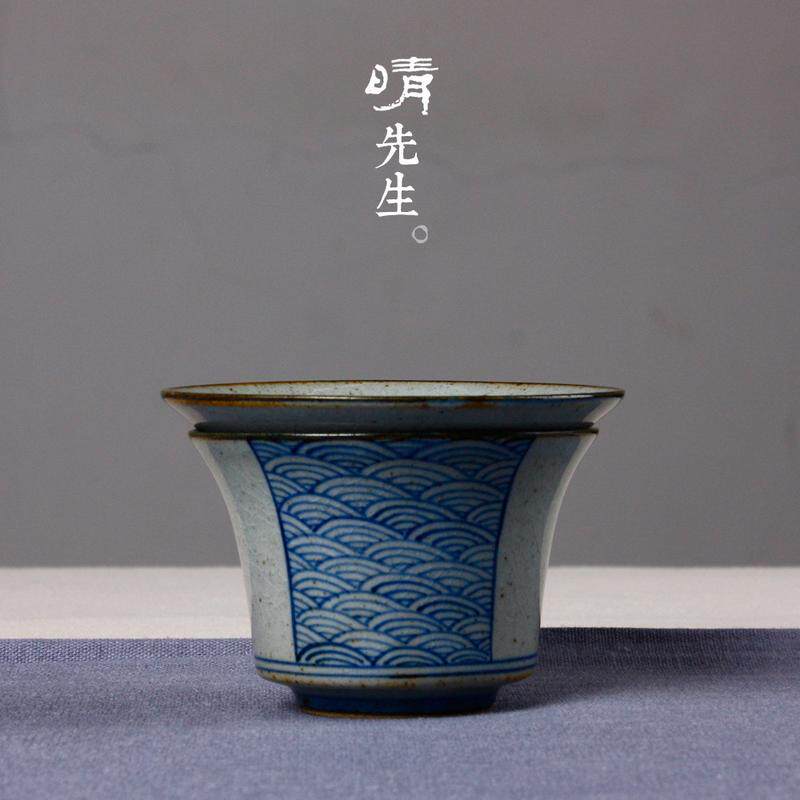 晴先生陶瓷茶滤茶具配件茶漏功夫茶具配件手绘青花茶滤过滤布网