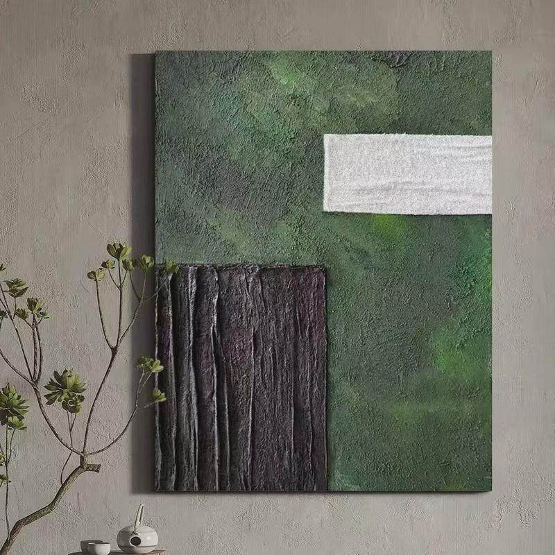 肌理客厅中古风绿色轻奢抽象装饰画玄关挂画意式极简艺术高级感壁