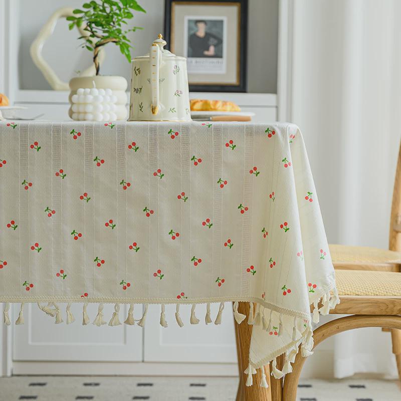 s588防水防油茶几餐桌布艺田园ins风桌布棉麻小清新书桌阳台台布