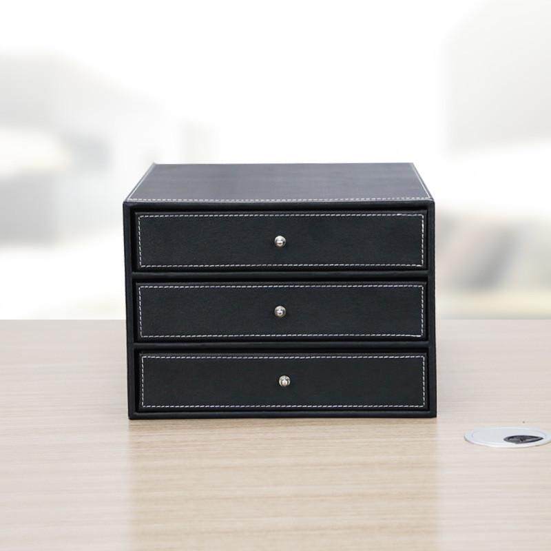 抽屉皮革桌面收纳盒a4纸文件盒创意办公整理办公用品储物盒批发