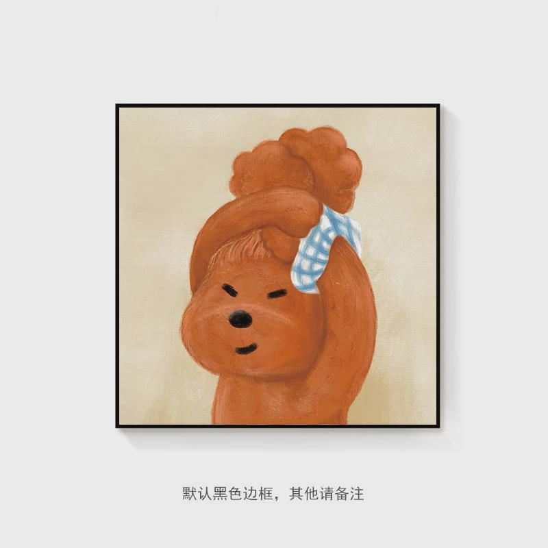 奶油风趣味多巴胺小众ins宠物狗狗装饰画温馨美食甜品休闲挂画