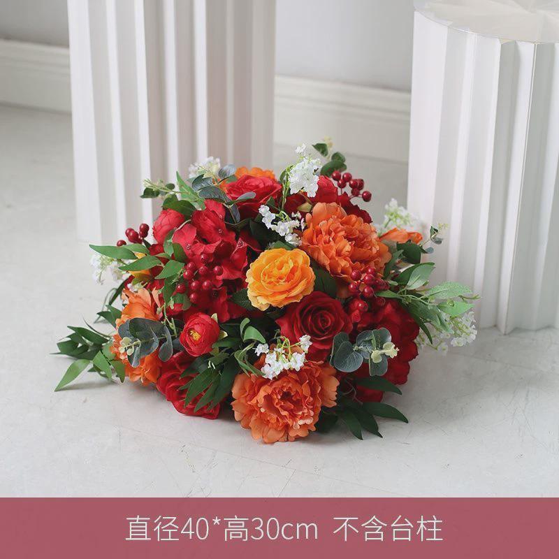 婚礼布置路引花球花柱罗马圆柱套装甜品台摆件商场橱窗摆香槟绢花