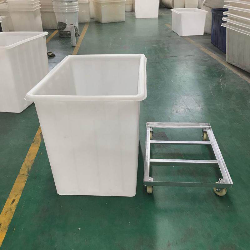 孰料大号方桶箱体加厚塑料筐带轮子印染厂放纱塑料pe材质运输方便