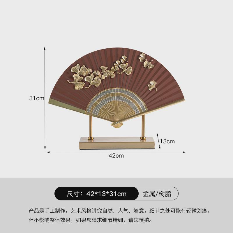 新中式禅意扇形摆件美学软装客厅玄关茶室宋代样板间扇子高档饰品