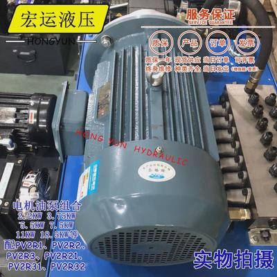液压油泵电机组pv2r1/r2+2.2kw液压泵总成配件轴电机液压站内系统