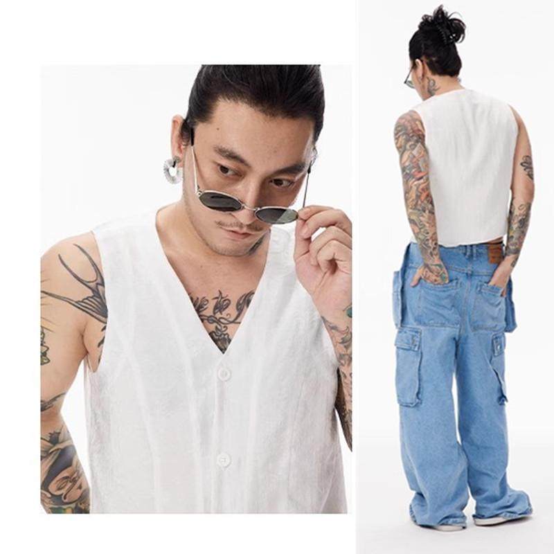 韩版夏季单穿薄设计款单层白色马甲潮男小内搭透气冰凉棉,男装,常规马甲,淘宝优惠券,粉丝福利购,淘宝优惠卷