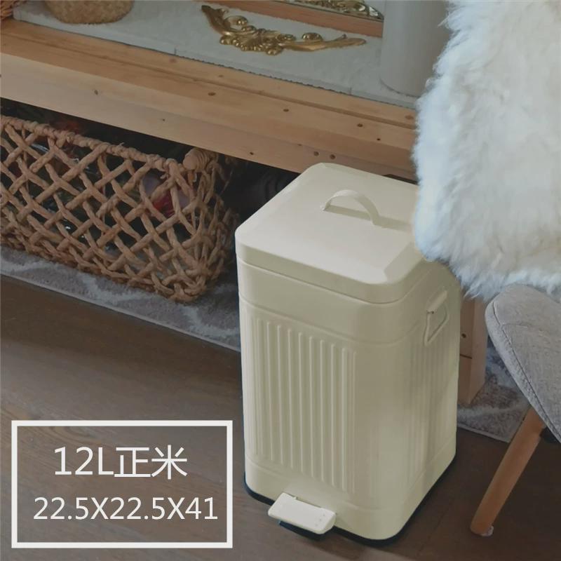 卫生间厕所复古美式夹缝隙有踏卧室家用脚踩带盖窄小垃圾桶ins风
