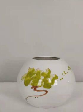 样板间新中式手绘禅意陶瓷花瓶客厅电视柜摆件酒店现代软装饰品