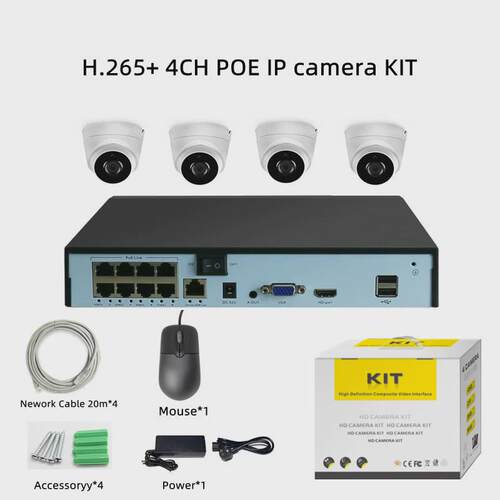 400w网络监控设备套装poe48v供电高清4ch8路ipcamerakit4k