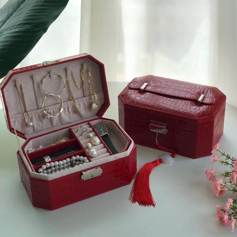 红色带锁欧式耳环首饰盒皮革戒指珠宝手镯收纳公主生日礼品,饰品/流行首饰/时尚饰品新,首饰盒,淘宝优惠券,粉丝福利购,淘宝优惠卷