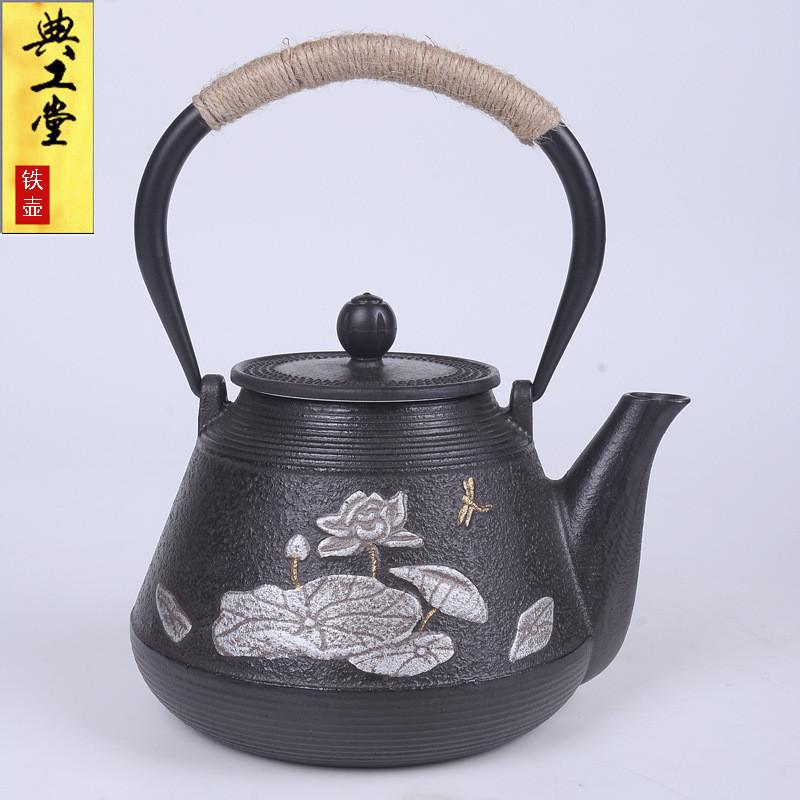典工堂铁壶仿日本南部铸铁壶双铁映日荷花生铁壶 烧水壶 茶具茶壶