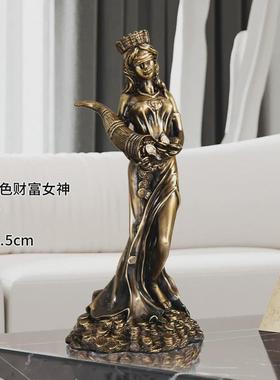 欧式财富女神雕像树脂工艺品天使摆设家居装饰商务送礼桌面摆件