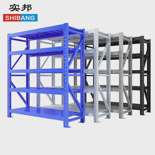 实邦货架白色置物架仓储货架展示架铁架中型仓库货架储物架300KG