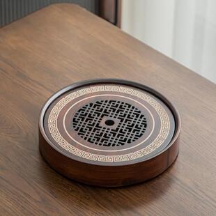 茶座竹茶盘家用小茶海储水式竹制九圆形大茶托茶台干泡台茶具托盘