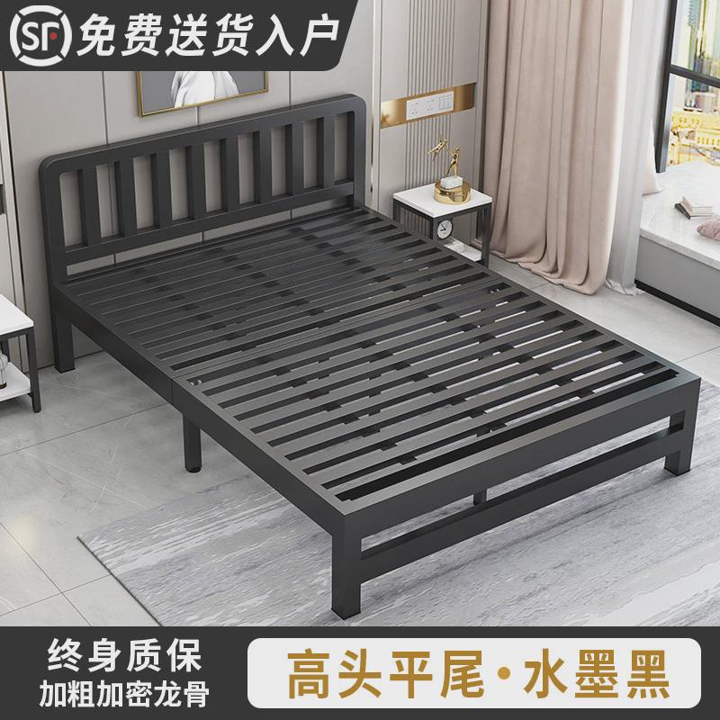 铁艺床单人床现代简约1.5米加厚加固铁架双人床1.8出租屋儿童铁床