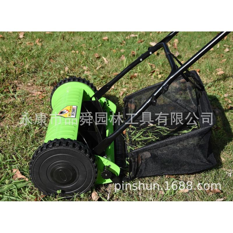 手推式割草机手推草坪机16寸无动力无引擎卷筒有剪草机集草袋