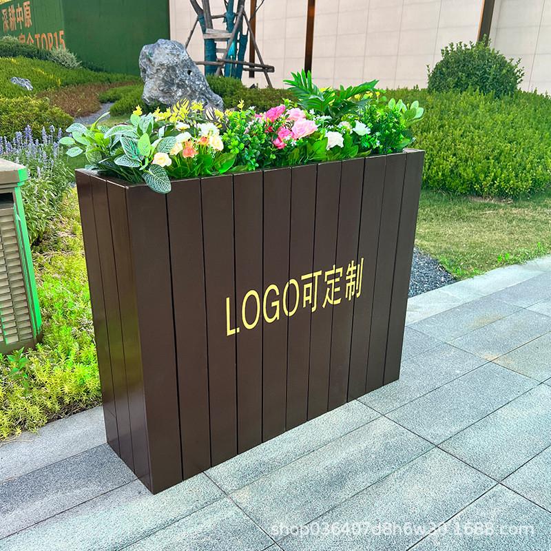 户外碳化防腐木花箱花盆栅栏隔断花槽樟子松市政庭院阳台室内园林