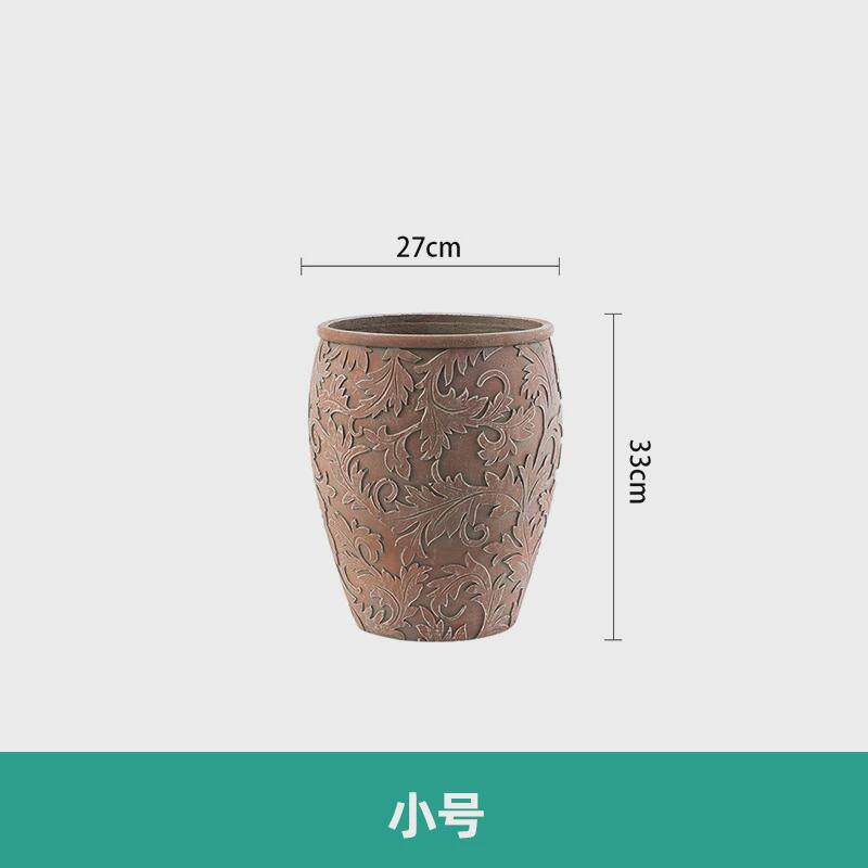 欧式创意浮雕藤手工花红色水泥花盆室内庭院绿植花器大号落地花盆
