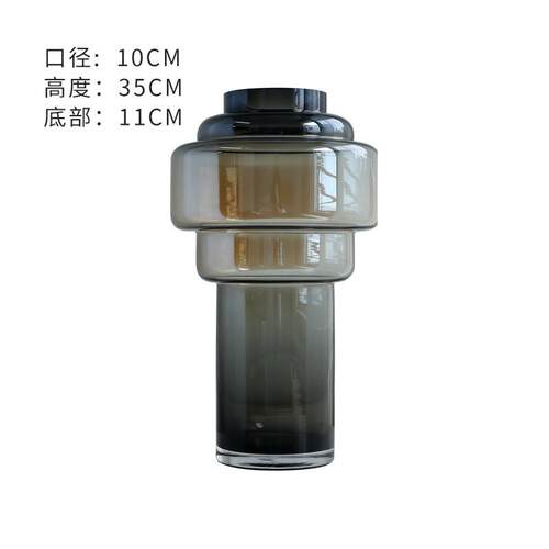 北欧现代圆柱几何造型透明玻璃花瓶家居装饰摆件绿植插花组合花器