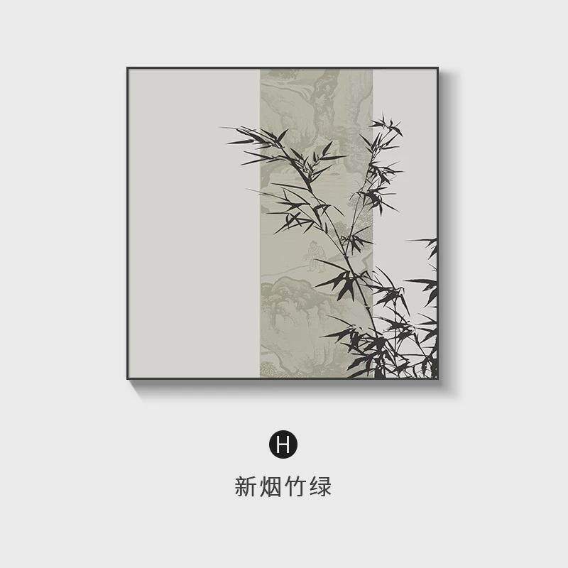 遮挡新中式松树挂画液压杆免打孔电表箱装饰画电闸开关箱过道壁画