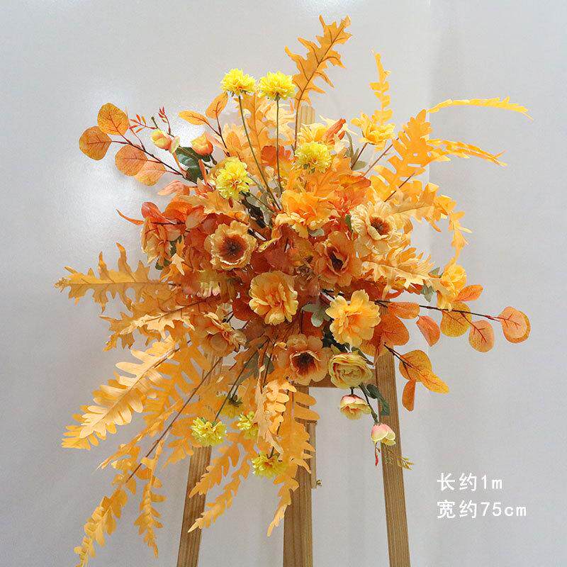 中式婚庆路引布置花点背景挂花拱门花艺牡丹婚礼装饰迎宾花柱摆件