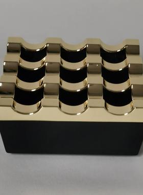 哑黑色橙色锌合烟灰缸金9/16宫格烟槽商用创意坐香灰新款烟灰缸