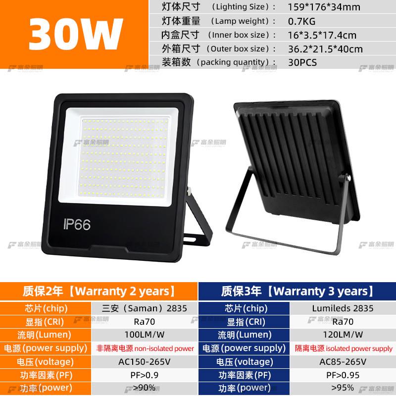 户外防水led投光灯工地100w200w路灯广告招牌灯泛光灯照明灯厂家