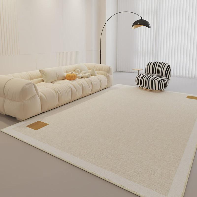 卧室地垫奶油风客厅地毯疏水可擦洗茶几毯家用法式简约高级感