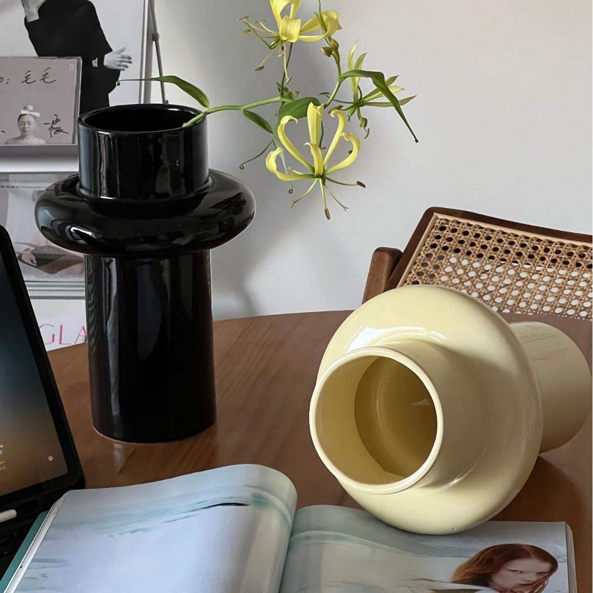 热销初漫文化酒店现代简约法式花瓶装饰摆件创意陶瓷花瓶客厅家居