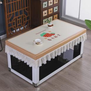 9wor罩全包桌布电暖炉茶几桌防水防油长方形餐桌台布烤火桌皮罩套
