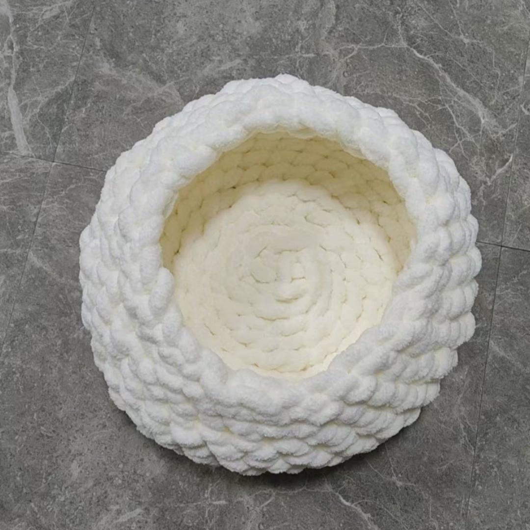 ins爆款宠物手工编织狗窝幼猫圆形猫屋四季动物垫子冬季加厚睡垫