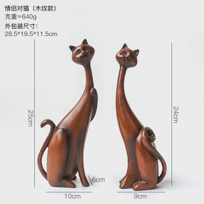 北欧艺术油画情侣对猫摆件小众家居客厅创意摆设大气轻奢软装饰图片