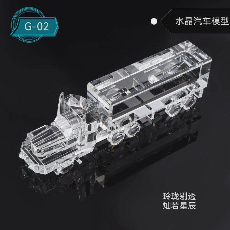 新款水晶货车内雕奖杯定制制作欧美品质模型创意一体压型车模摆件