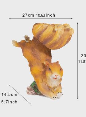 跨境新品创意松鼠尾巴鸟喂食器花园户外庭院家居摆件装饰品雕像