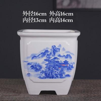 花盆陶瓷高款四方盆绿植兰花盆栽盆精致手绘贴画简约北欧新款陶盆