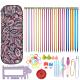 新款 35厘米全套组合配件家用编织针 轻奢氧化铝紫色腰鼓花棒针套装