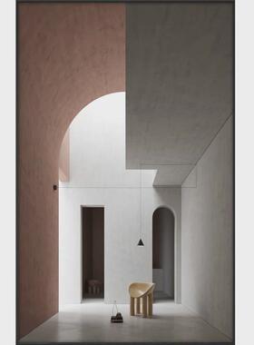 33N视觉空间延伸感客厅建筑装饰画莫兰迪色轻奢玄关现代简约走廊