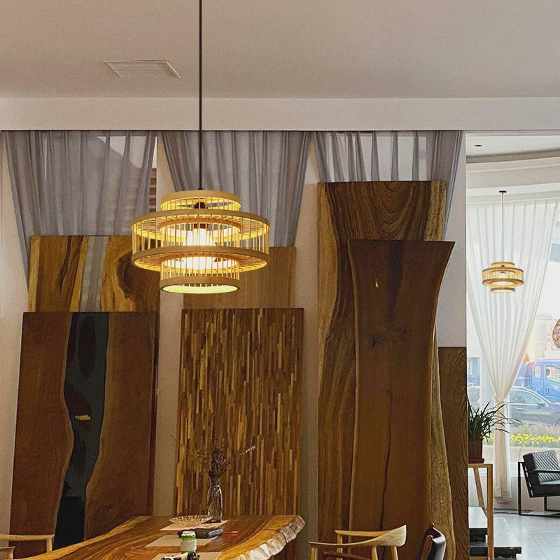 中式创意个性竹编吊灯日式餐厅灯饭店茶楼火锅店餐馆竹艺灯具灯笼