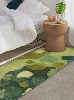 热销b6j1田园风现代简约绿色苔藓撸猫感卧室床边地垫羊毛地毯