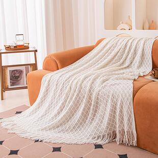新款菱形针织毯床尾床搭盖毯宿舍肤休闲空调毯沙发亲保暖盖被毯子