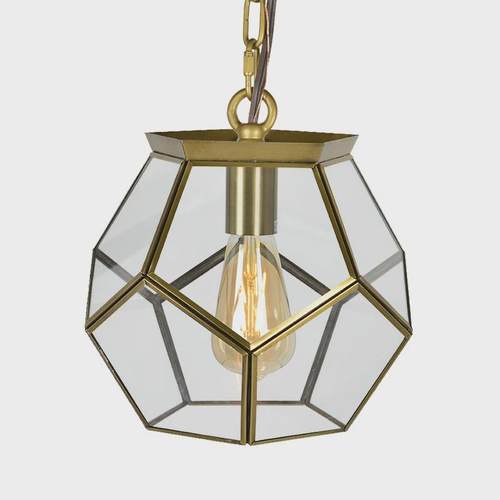 美式小吊灯卧室床头吧台玄关阳台吊灯过道灯极简多边形足球灯纯铜