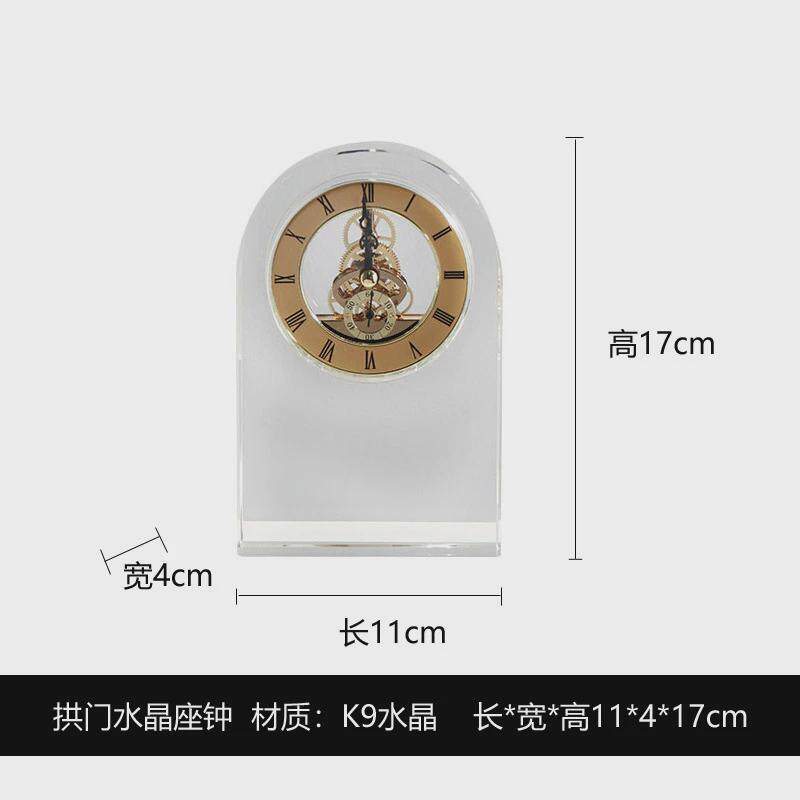 水晶高端座枱钟复古机械时钟装饰摆件台式家用客厅座钟桌面摆放