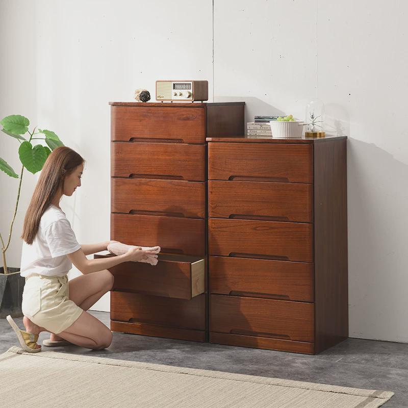 3ew1实木夹缝柜抽屉式收纳柜25/30/40/50cm加深窄储物五斗橱床头