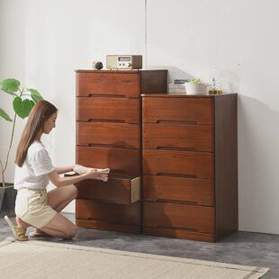ZQ实木夹缝柜抽屉式收纳柜25/30/40/50cm加深窄储物五斗橱床头柜