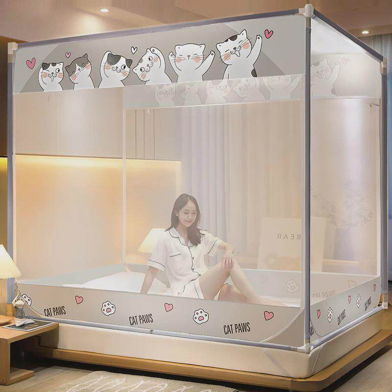 蚊帐家用卧室2023新款纹账高端蒙古包防摔儿童支架杆加粗加厚高睿