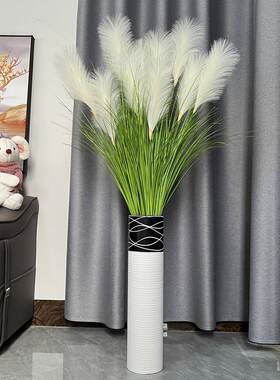 浅竺仿真花摆件苇草芦大束落地花瓶插花客厅装饰高枝假花摆放花艺