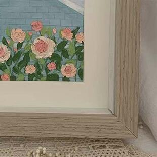 9n晃晃的手绘油画棒九宫格画框中空立体相框摆台实玻璃挂墙木框